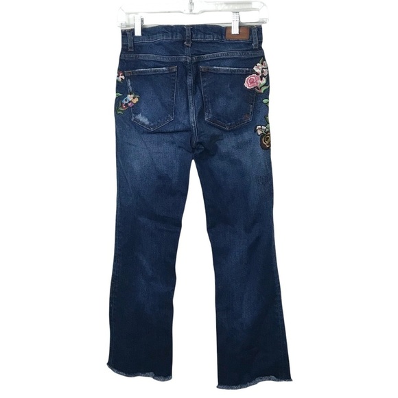 Zara Premium Denim Collection Blue Floral Embroidered Jeans - Picture 2 of 7